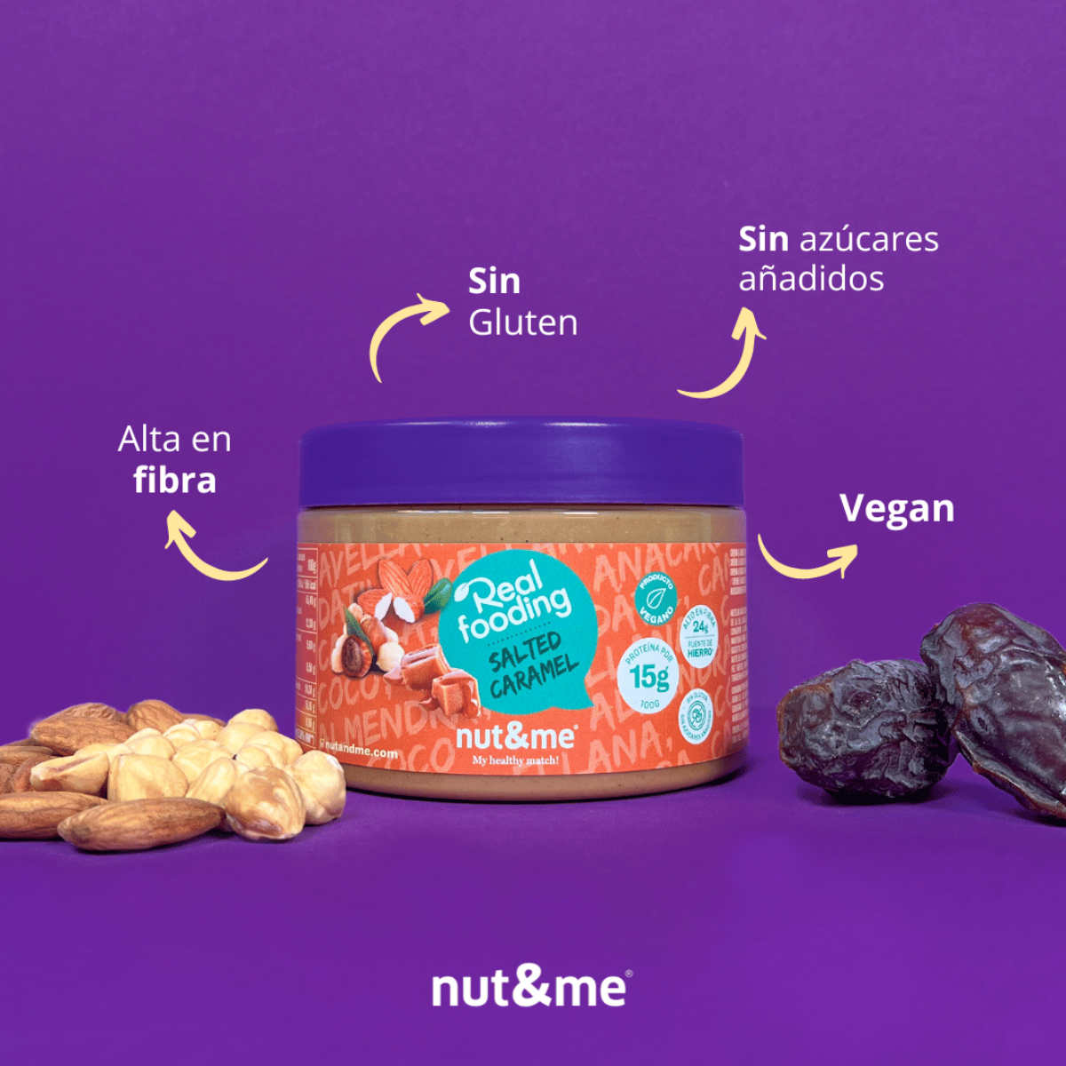 Creme de amêndoa e avelã com sabor a caramelo salgado 250g Realfooding