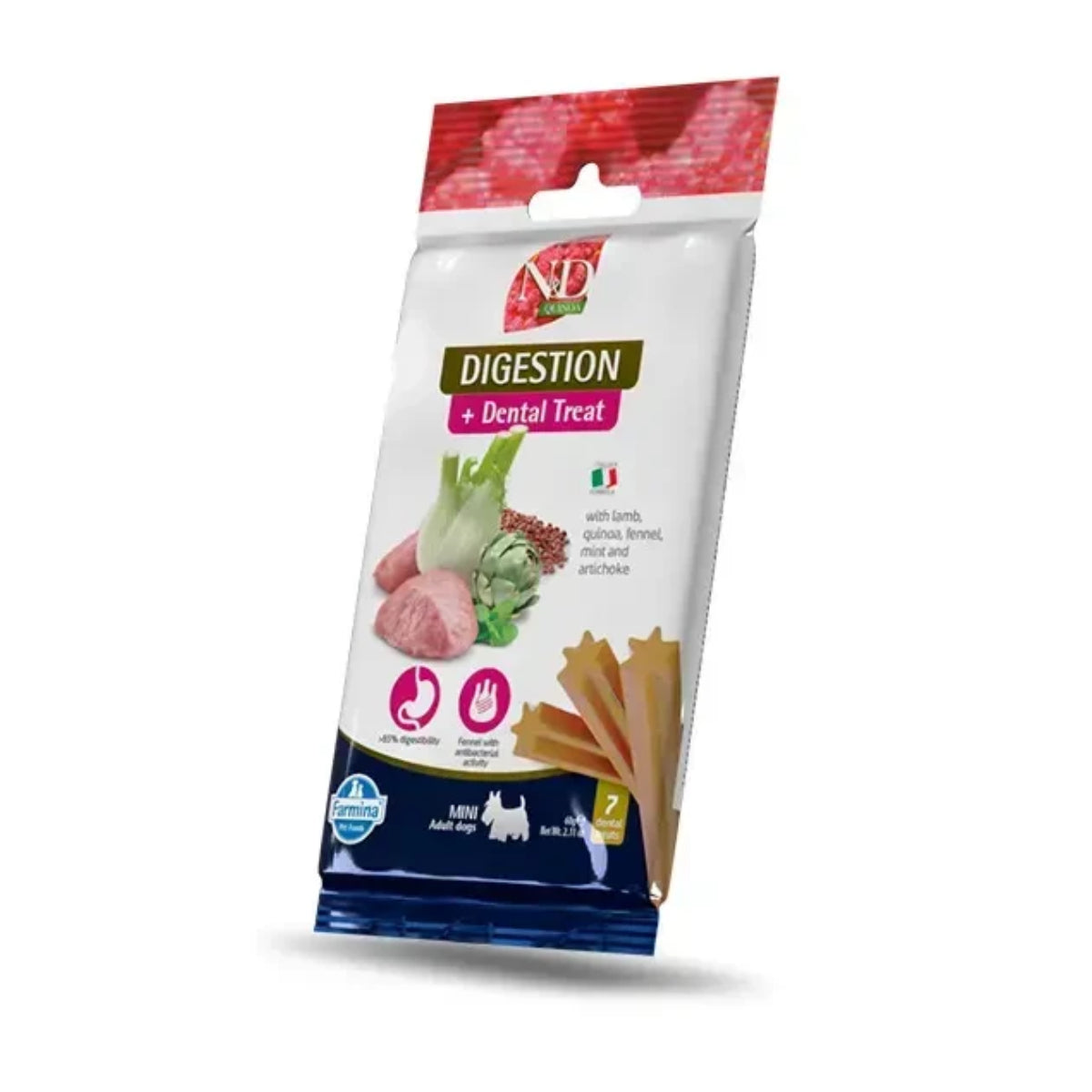 Trata a flatulência de quinoa para cães adultos mini, Farmina, 60 gr