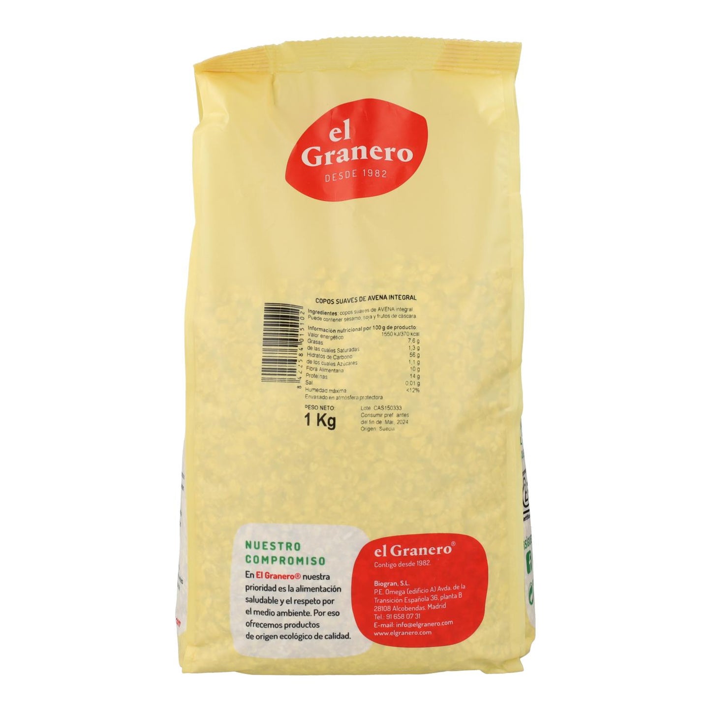 Flocos de Aveia Integral Macio El Granero 1 Kg
