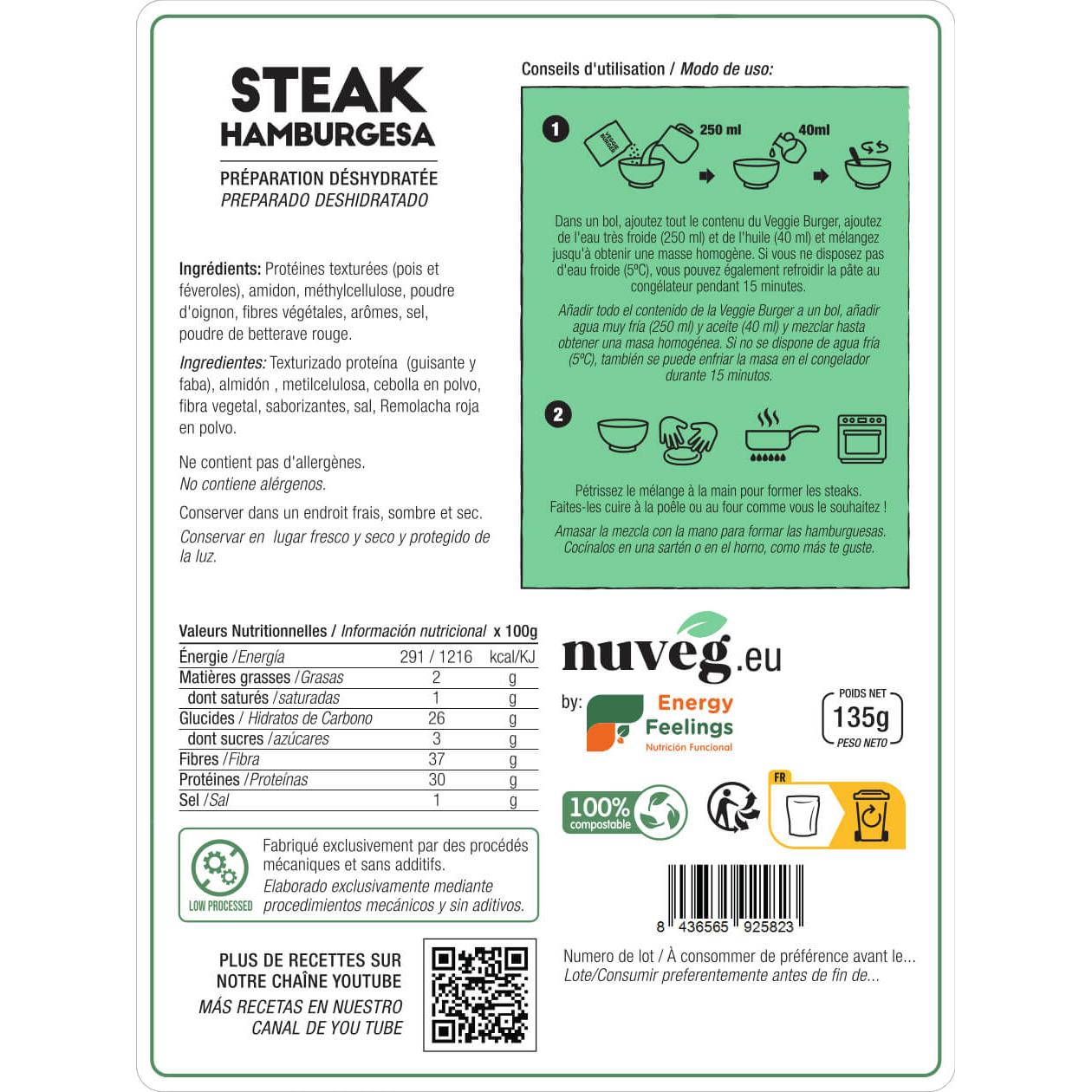 Hambúrguer vegetariano Nuveg 135 g
