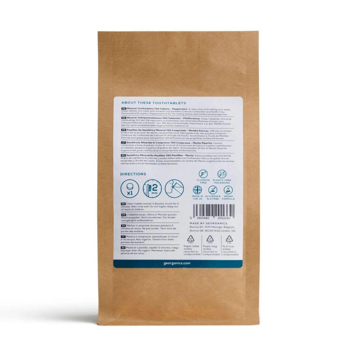 Recargas de pasta de dentes de menta Georganics, 720 unidades