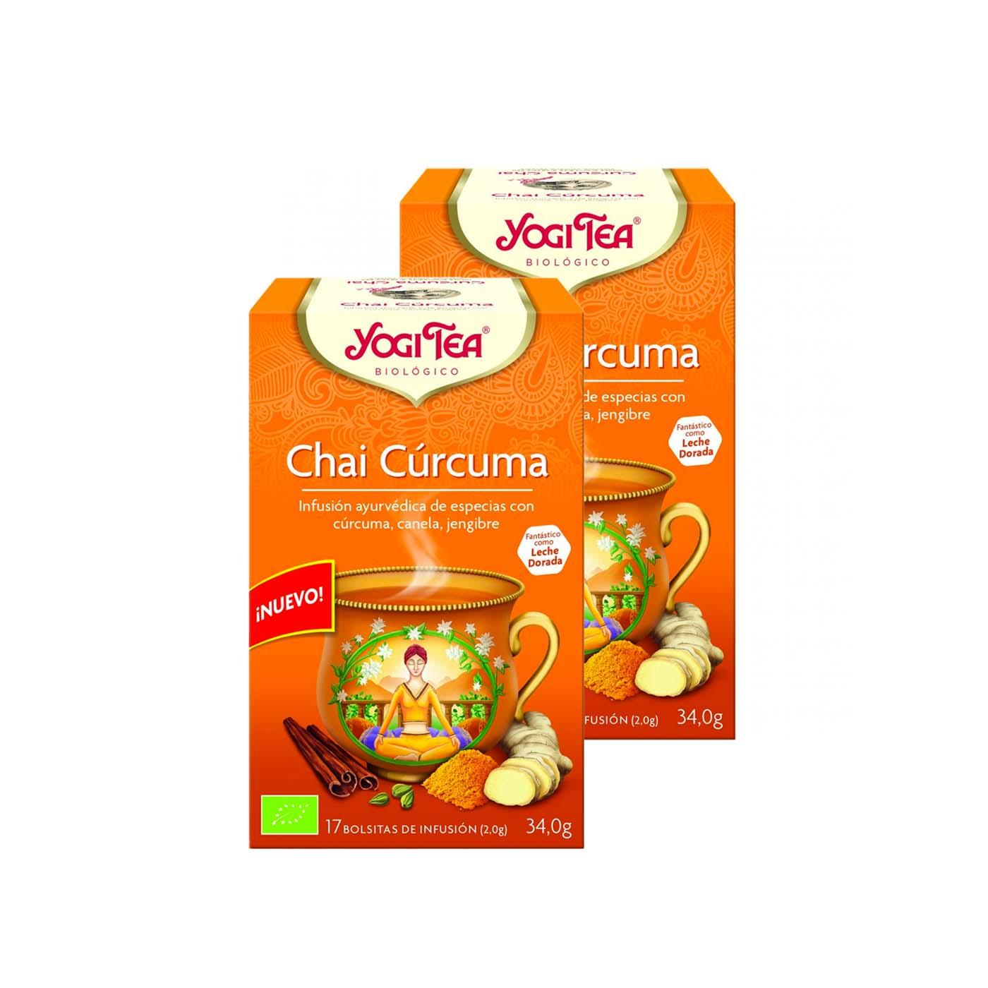 Pack de 2 chás Yogi Tea Organic Turmeric Chai, 17 saquetas