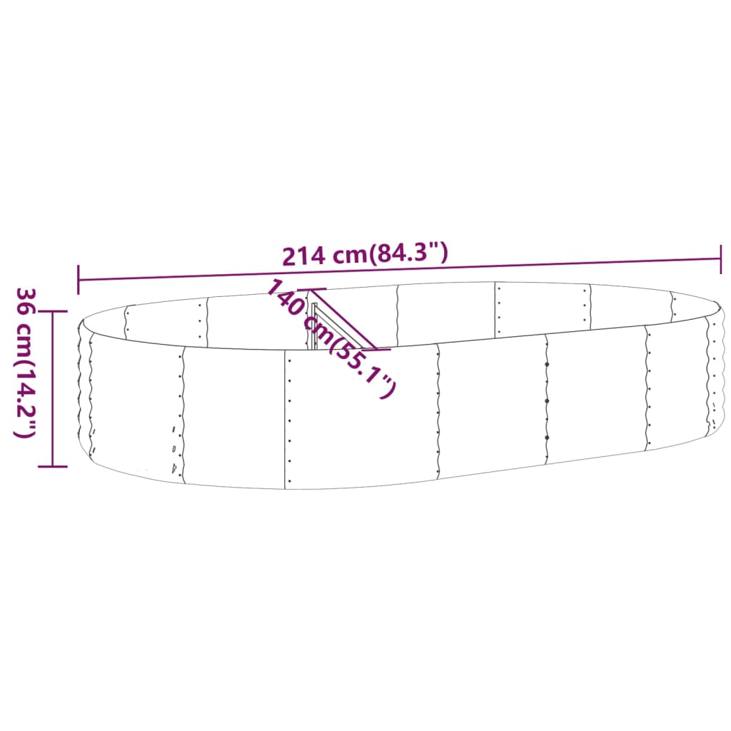 Jardinera Arriate Acero Galvanizado Verde 214x140x36 Cm_5