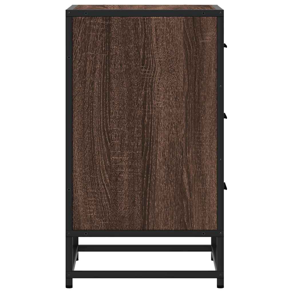 Mesita Noche Madera Ingeniería Roble Marrón 40x34,5x60cm Metal_4
