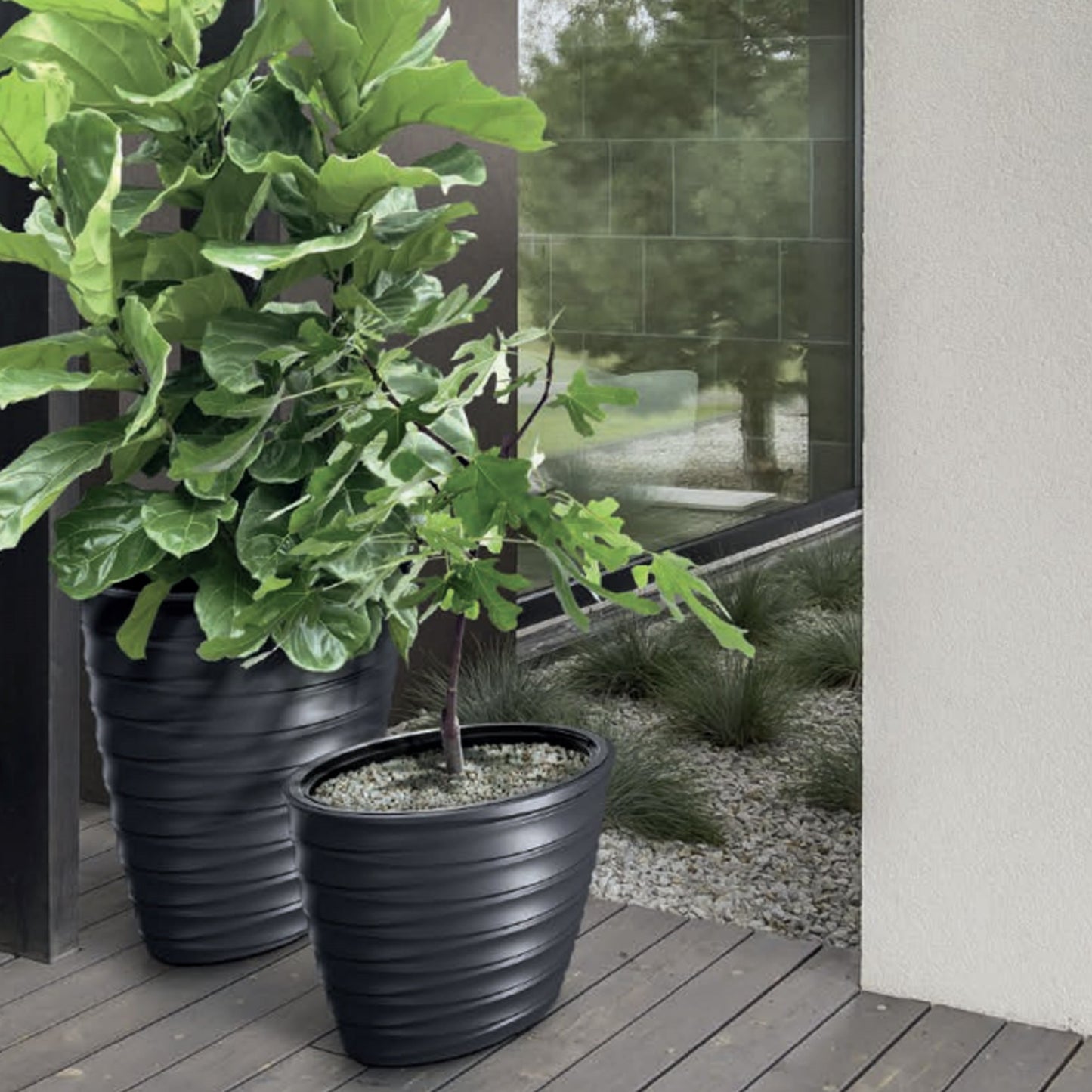 Maceta Freze - Oval 55l., Con Depósito, Dimensiones (mm) 593x393x420, Color Antracita_4