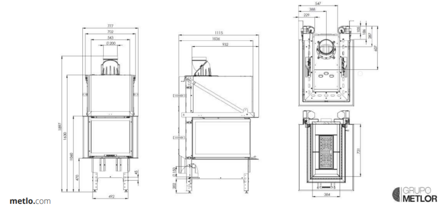 Insertables Con Ventilación A Leña Metlor Modelo Tri Avant_4
