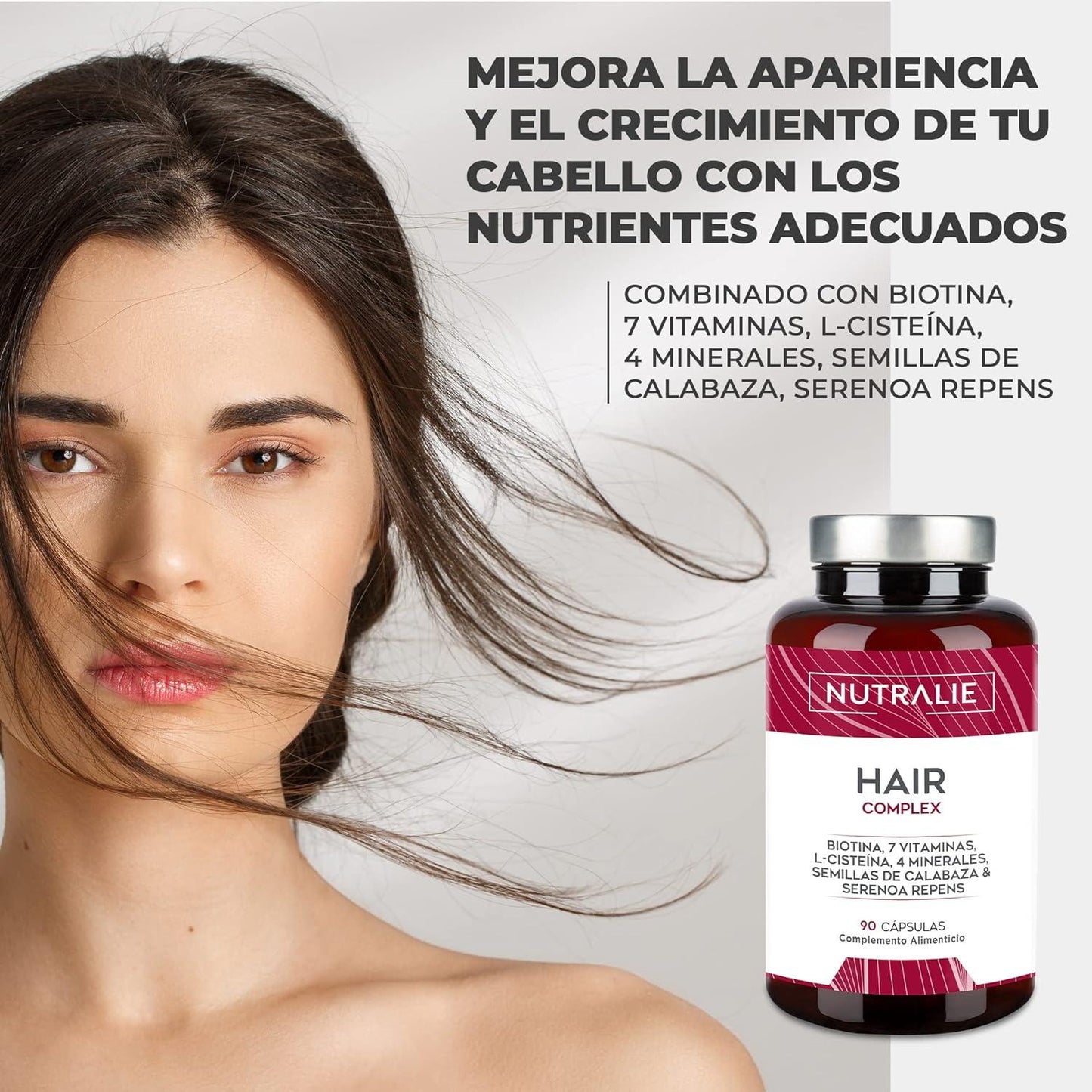 Nutralie Hair Complex + Biotina e Zinco Vitaminas para o Cabelo 90 cápsulas