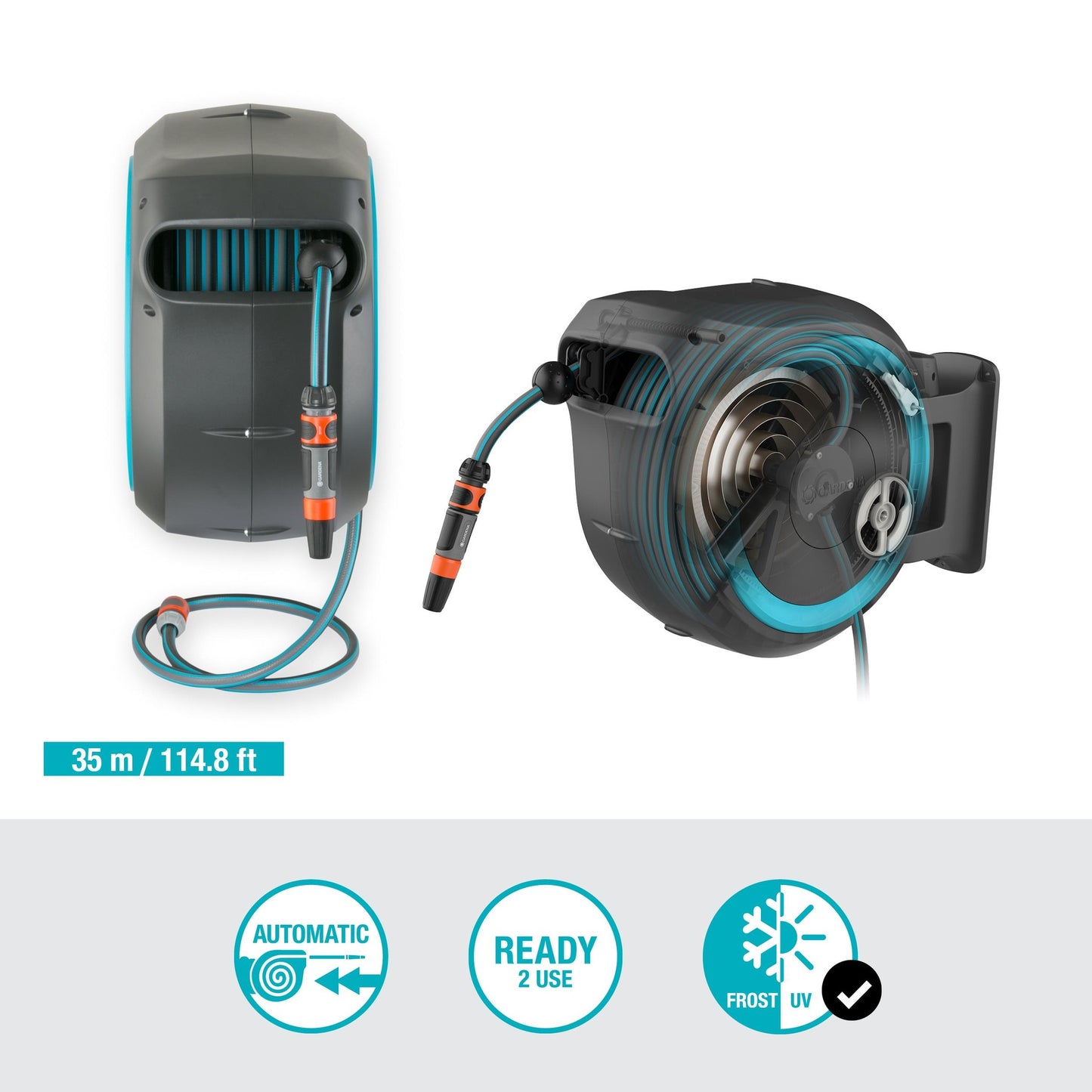Suporte de mangueira de parede Gardena RollUp XL 35 m