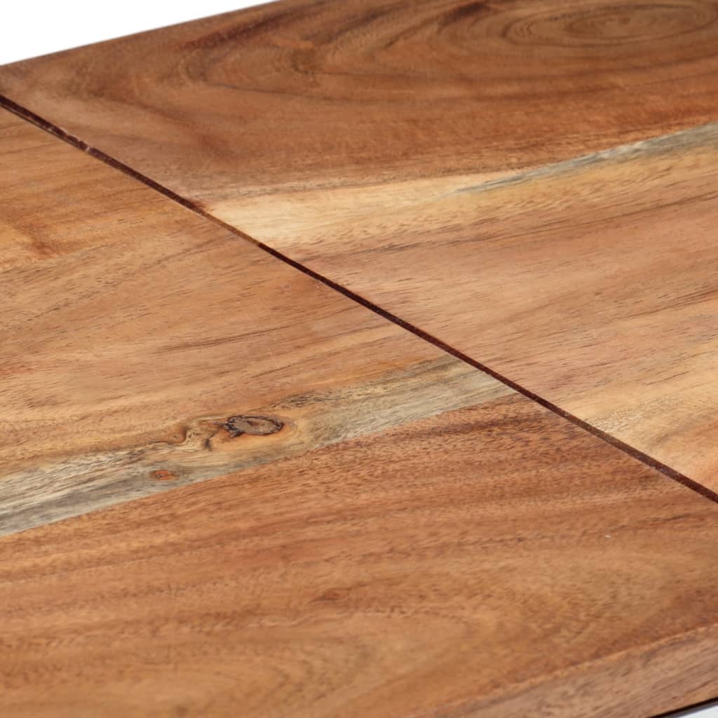 Mesa Consola Acero Inoxidable Y Madera Maciza Acacia Plateada_4