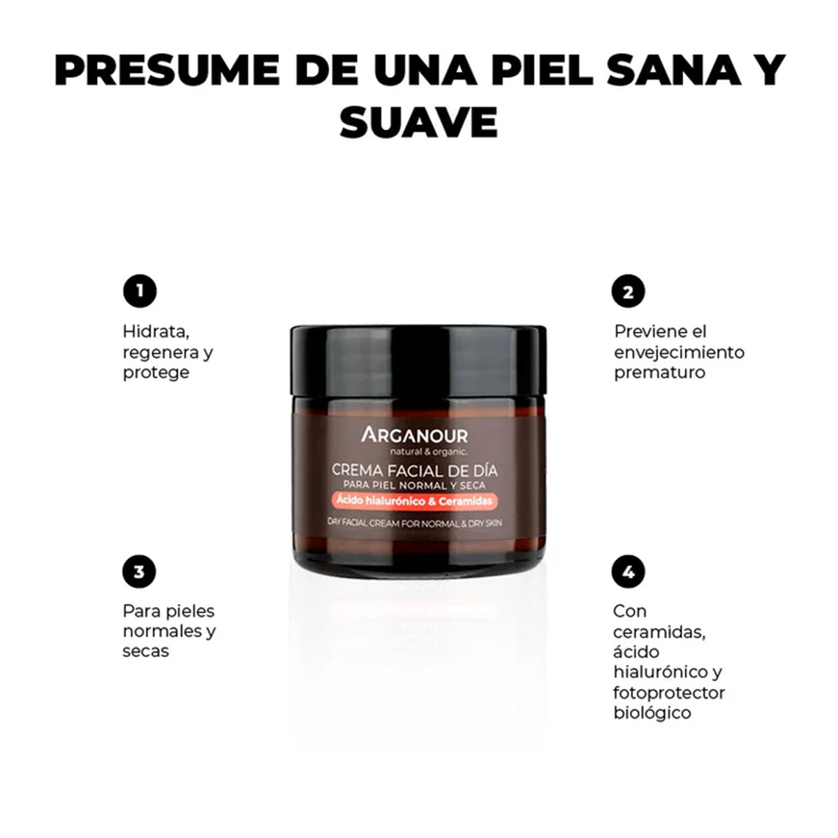 Arganour creme de dia 100% natural FPS15 para pele seca 50 ml