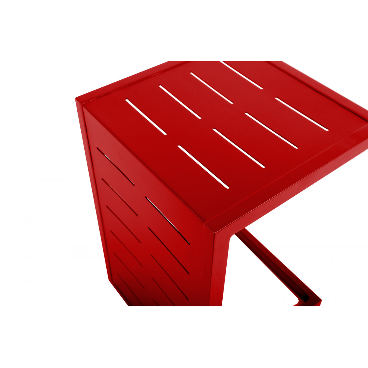 Mesa Auxiliar, Mesa De Jardín Multiposiciones Aluminio Rojo 36x36xh55cm- Mobiliario De Jardín_4