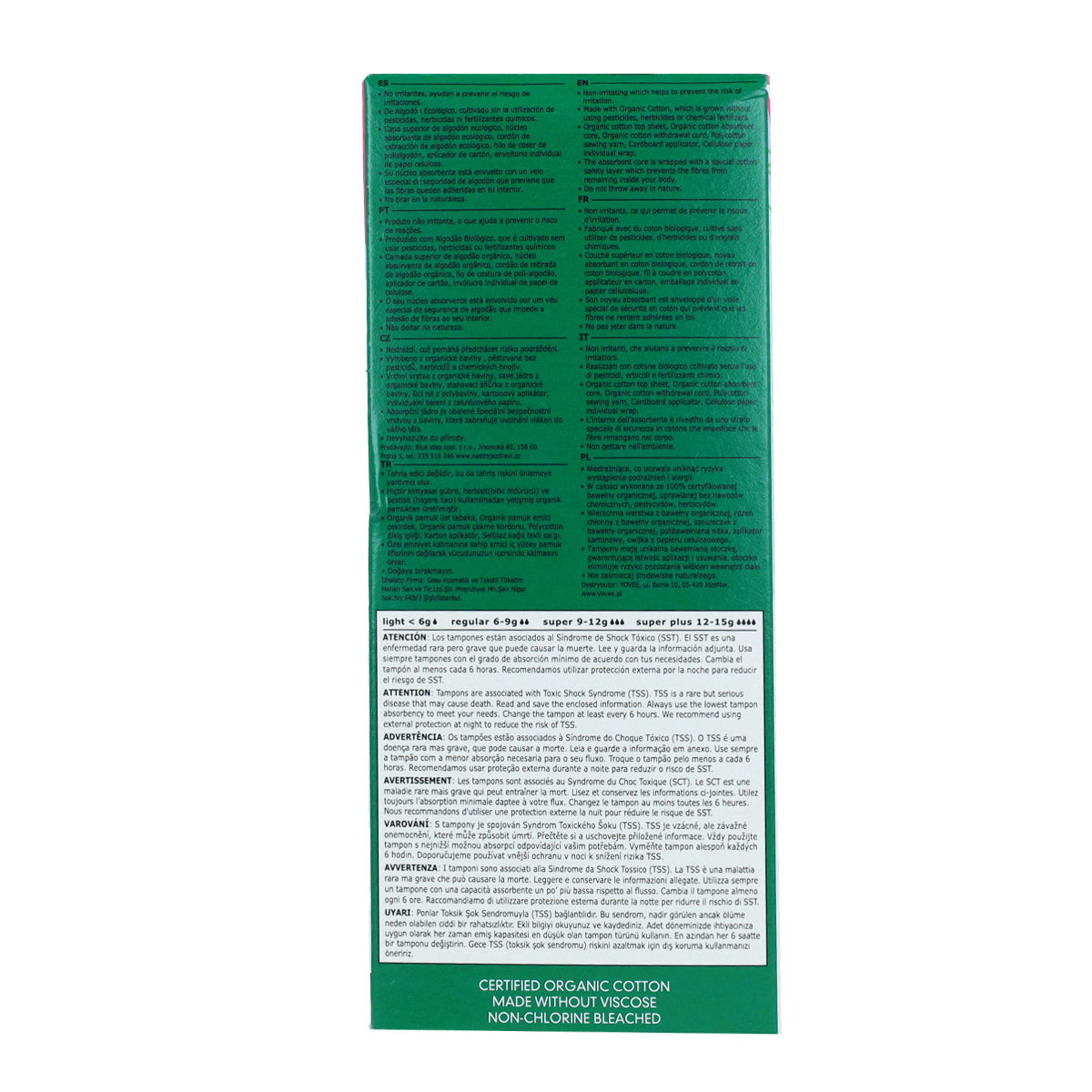 Tampão Masmi Eco Cotton Super com aplicador, 14 unidades