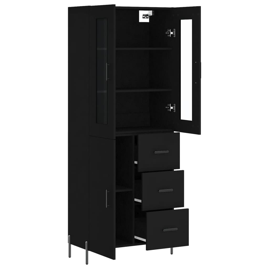 Aparador Alto Madera Contrachapada Negro 69,5x34x180 Cm_3