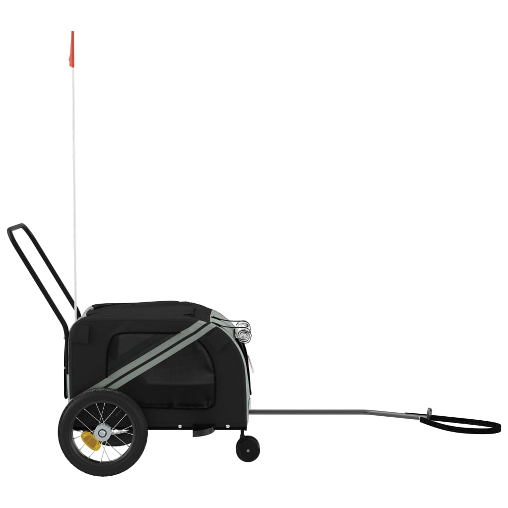 Remolque De Bicicleta Mascotas Hierro Tela Oxford Gris Negro_5