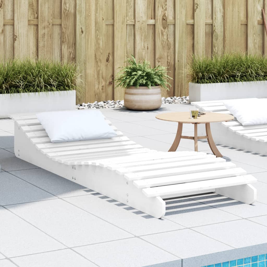 Tumbona De Madera Maciza De Pino Blanca 205x60x31,5 Cm / Vetonek_5
