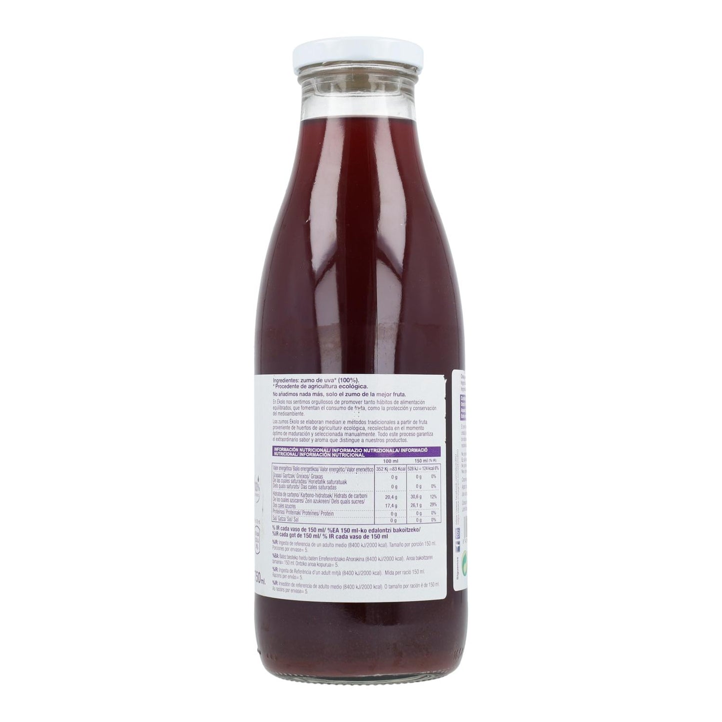 Ékolo 100% sumo de uva preta biológico espremido na hora 750 ml