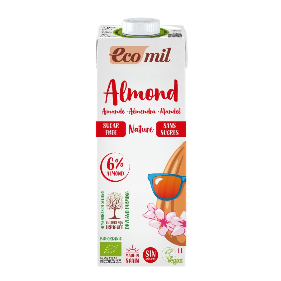 Embalagem de 6 L de bebida de amêndoa sem açúcar BIO Ecomil