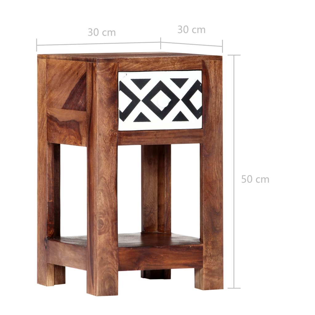 Mesita De Noche De Madera Maciza De Sheesham 30x30x50 Cm_4
