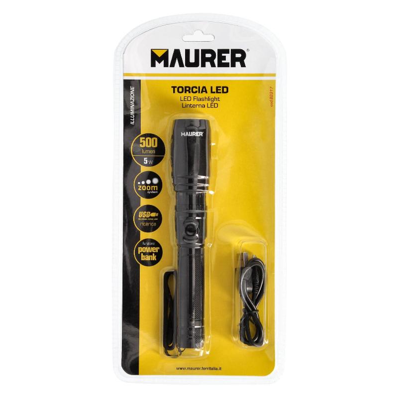 Linterna Led De Mano Con Bateria Recargable Con Función Powerbank ( 2.000 Mah) 500 Lumenes (5 Watt.) Con Función Zoom_2