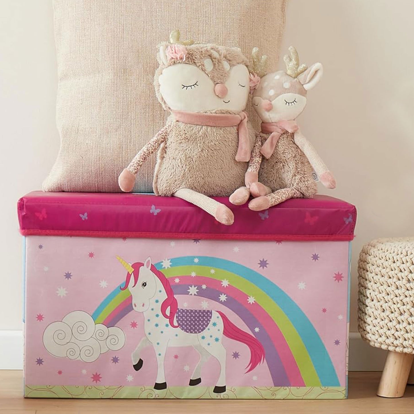 Well Home Caja De Almacenamiento Mds Con Tela No Tejida, Diseño Unicornio 60x30x35cm_3
