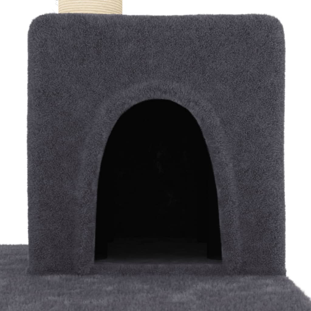 Rascador Para Gatos Con Postes De Sisal Gris Oscuro 123 Cm_5