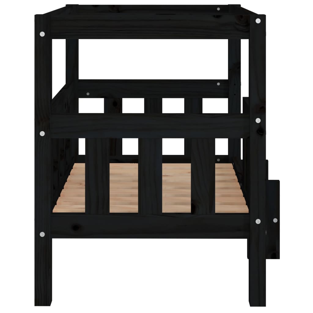 Vidaxl Cama Para Perros Madera Maciza De Pino Negro 75,5x63,5x70 Cm_5