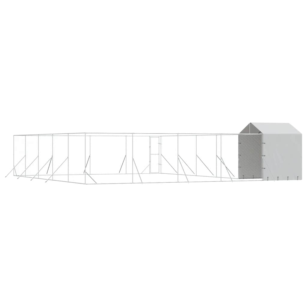 Perrera Exterior Con Techo Acero Galvanizado Plata 10x10x2,5 M_5