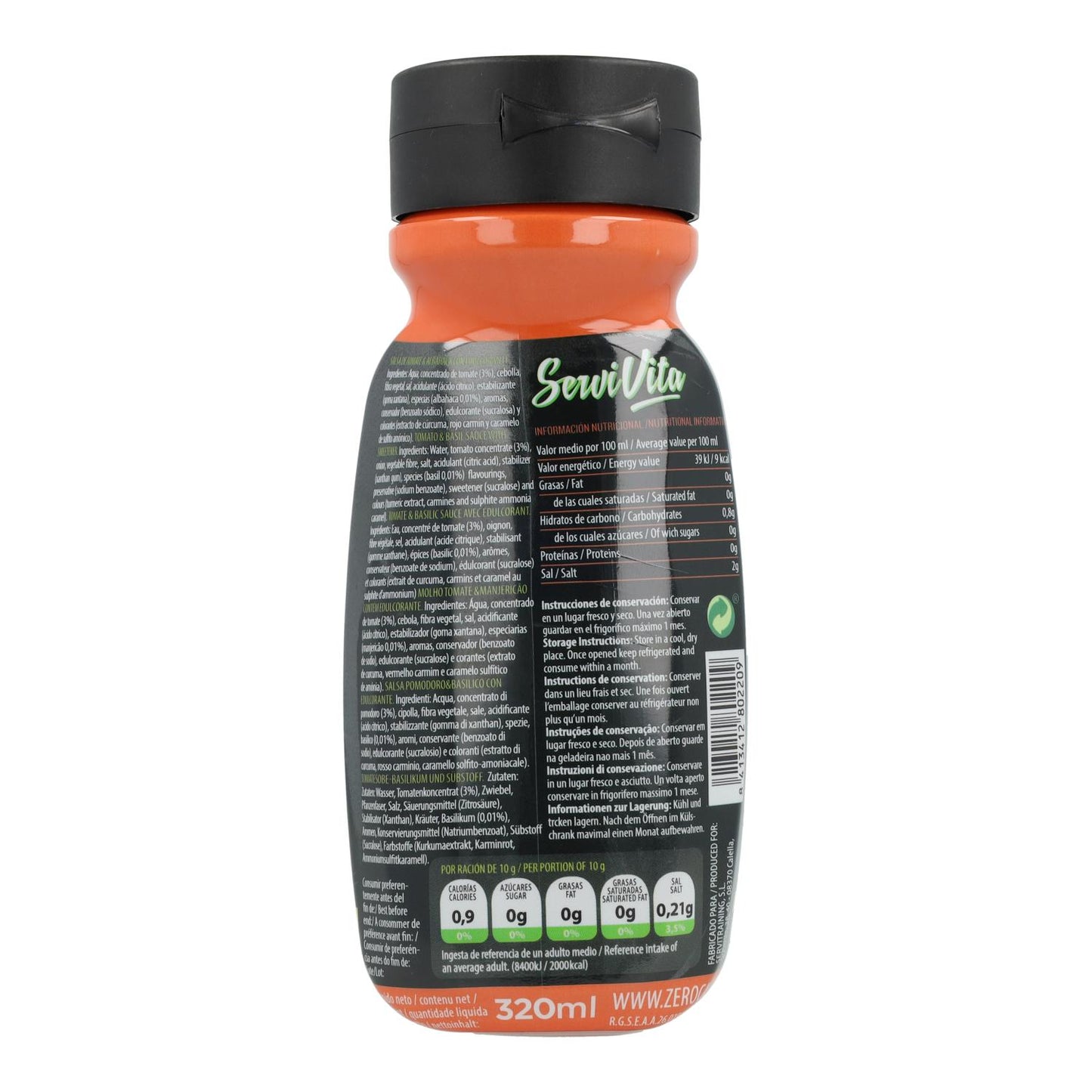SERVIVITA ZERO Molho de Tomate e Manjericão 320 ml