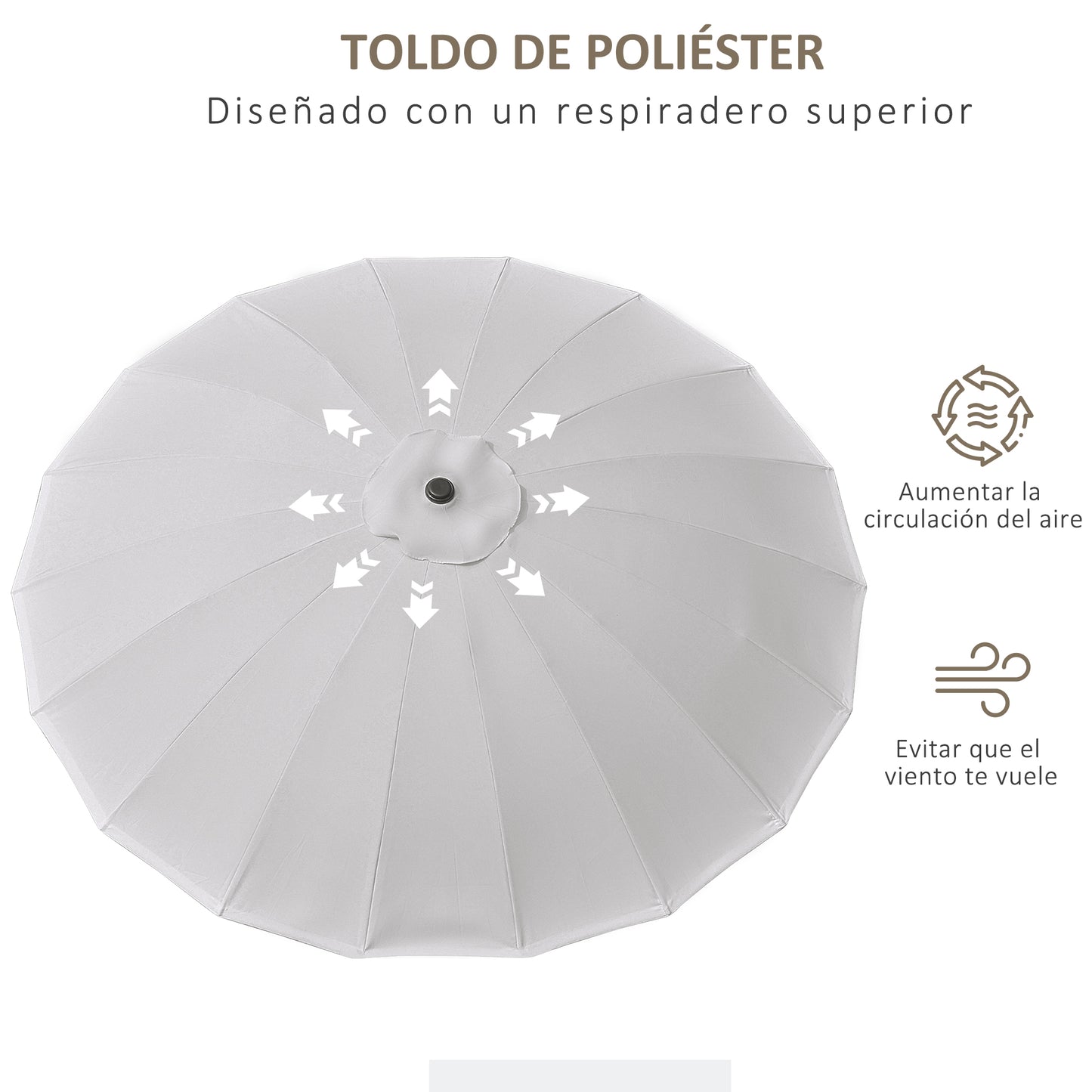 Outsunny Sombrilla De Jardín Ø2,5x2,4 M Con Manivela Y Poste Inclinable Gris_5