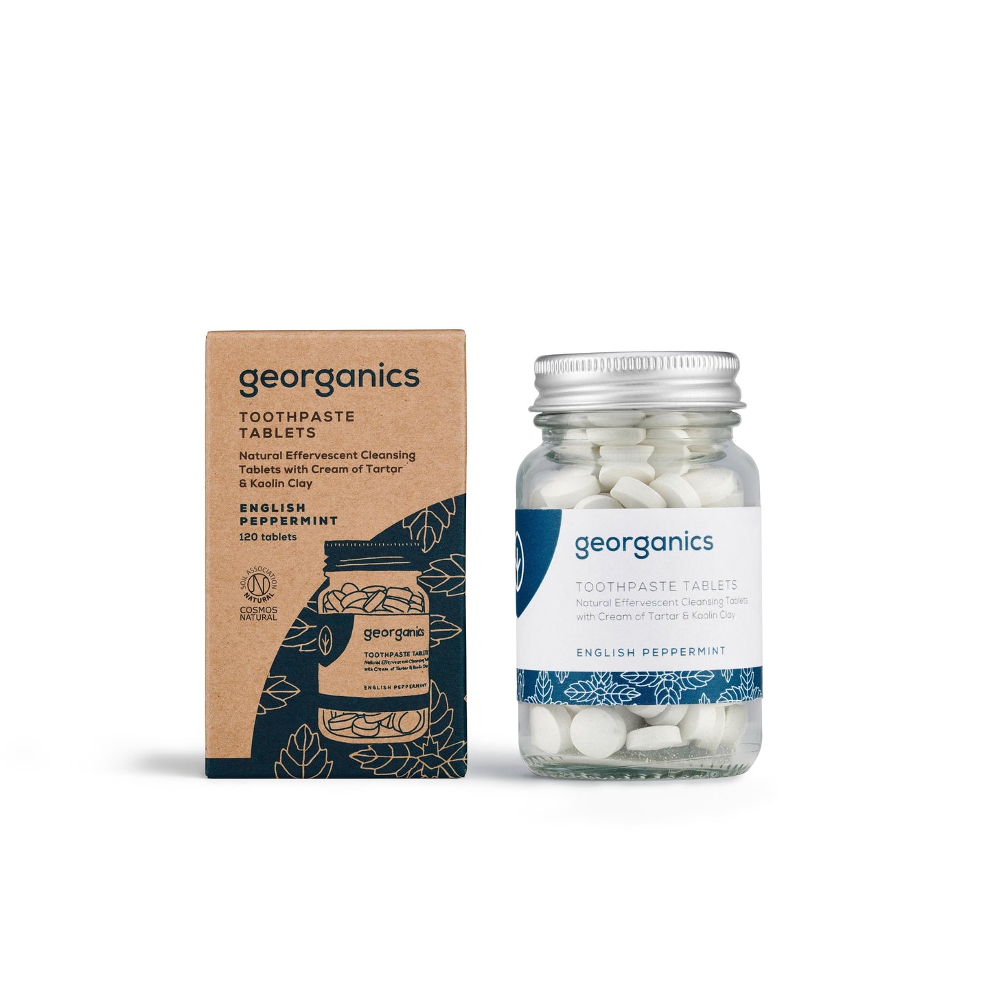 Comprimidos de pasta de dentes com sabor a menta natural da Georganics, 120 comprimidos