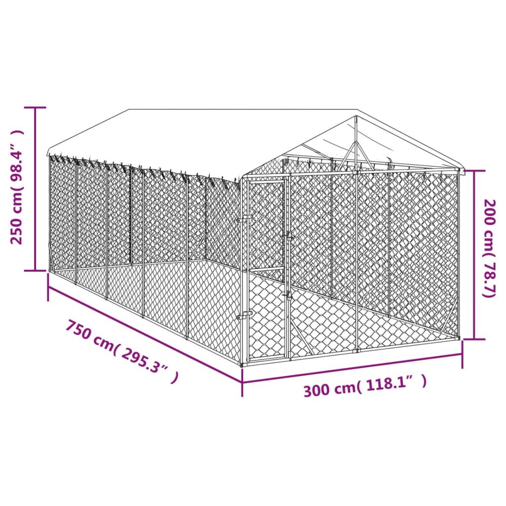 Vidaxl Perrera Exterior Con Techo Acero Galvanizado Plata 3x7,5x2,5 M_3
