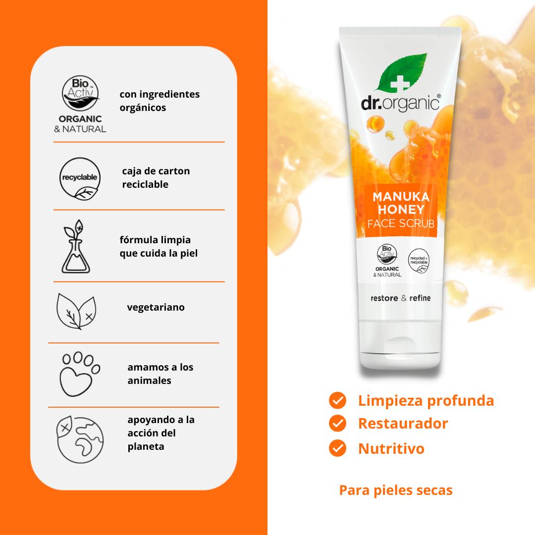 Creme Esfoliante Facial Reparador de Mel de Manuka Dr. Organic, 125ml