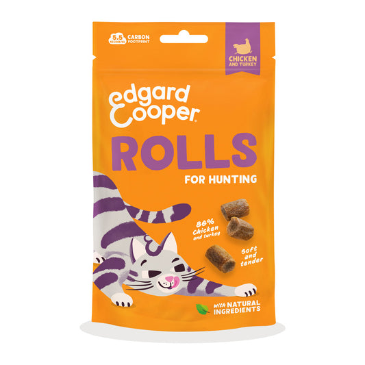 Rolinhos de Frango e Peru - Snacks Naturais para Gatos 45g