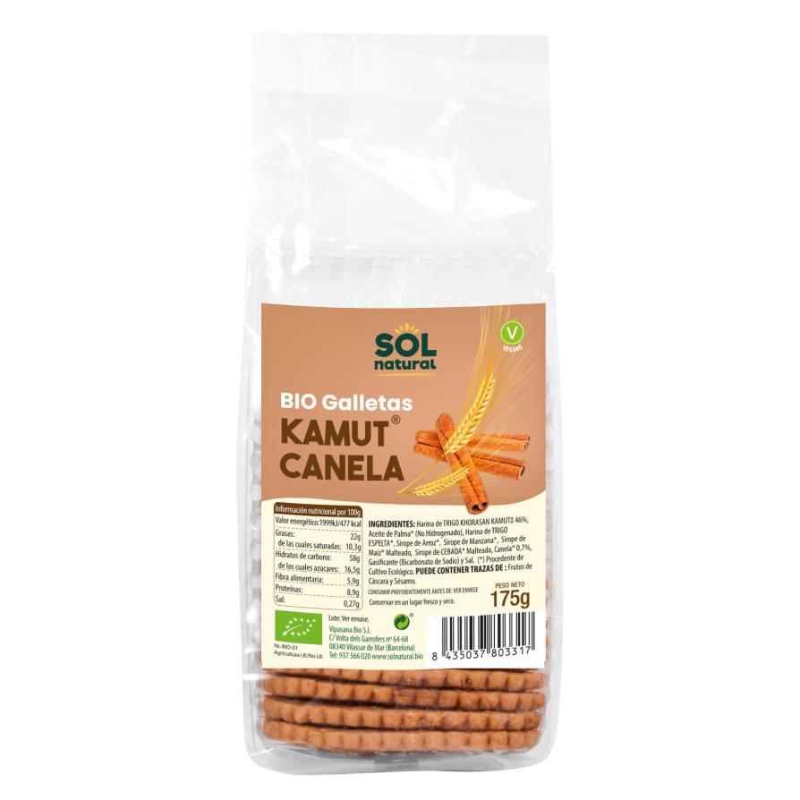 Biscoitos Kamut com canela Sol Natural 175 gr