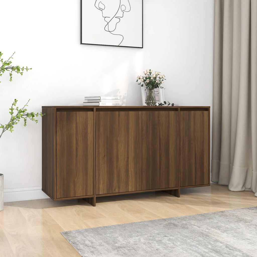 Aparador De Madera De Ingeniería Marrón Roble 135x41x75 Cm / Vetonek_5