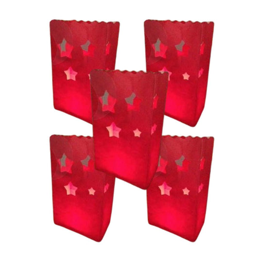 Pack de 5 Sacos de Papel Lightbags "Estrelas Vermelhas"