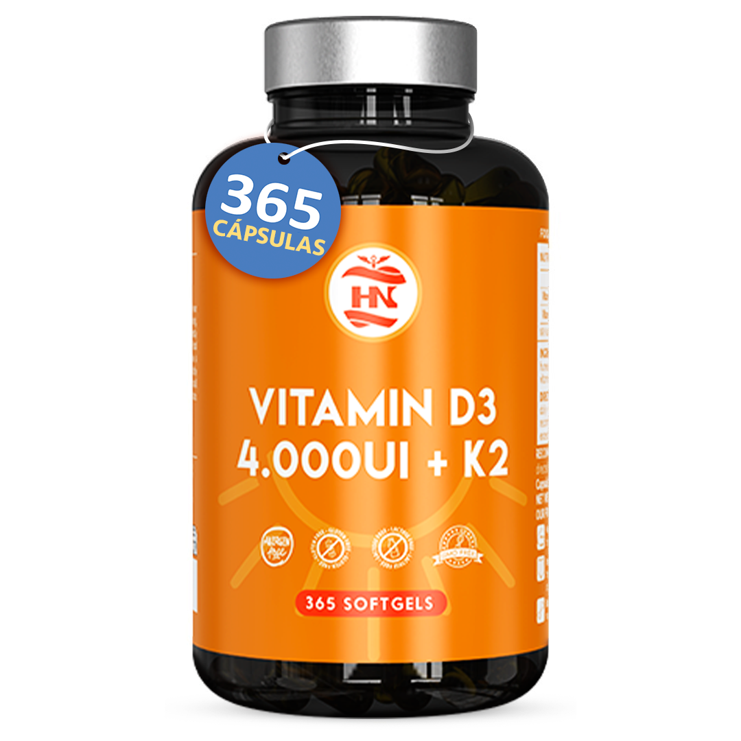 Vitamina D (4000 Ui) - 365 Cápsulas De Vitamina D3 K2 – Altamente Concentrada. Favorece La Función Inmunológica Y Ósea_0