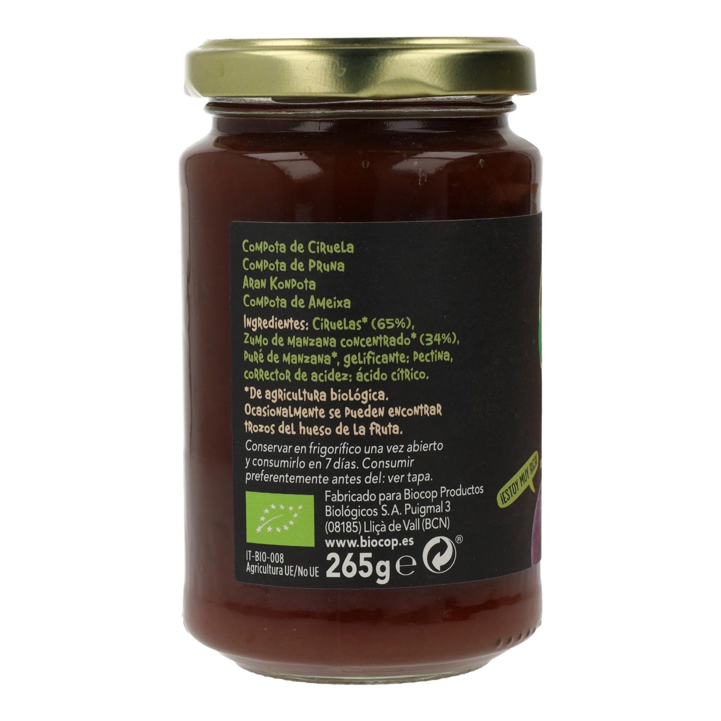 Biocop Compota de Ameixa Orgânica, 265 g