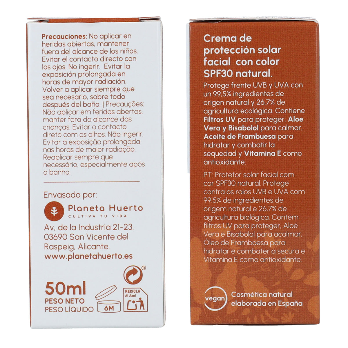 Creme Protetor Solar Facial 100% Mineral com Cor Planeta Huerto FPS 30 50 ml
