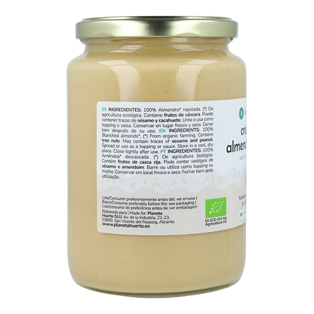 Creme de Amêndoa Branca Biológico Planeta Huerto 700g