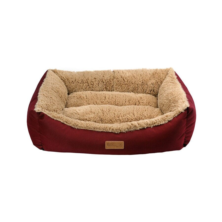 Wuapu Cama Rectangular Serie Tuca 70x60x23cm Granate Con Pelo Beige_0