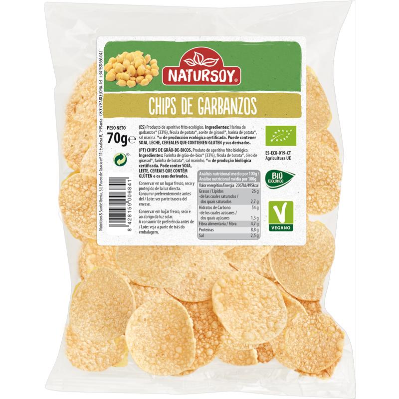 Chips de Grão de Bico Biológico, 70 g. Natursoy
