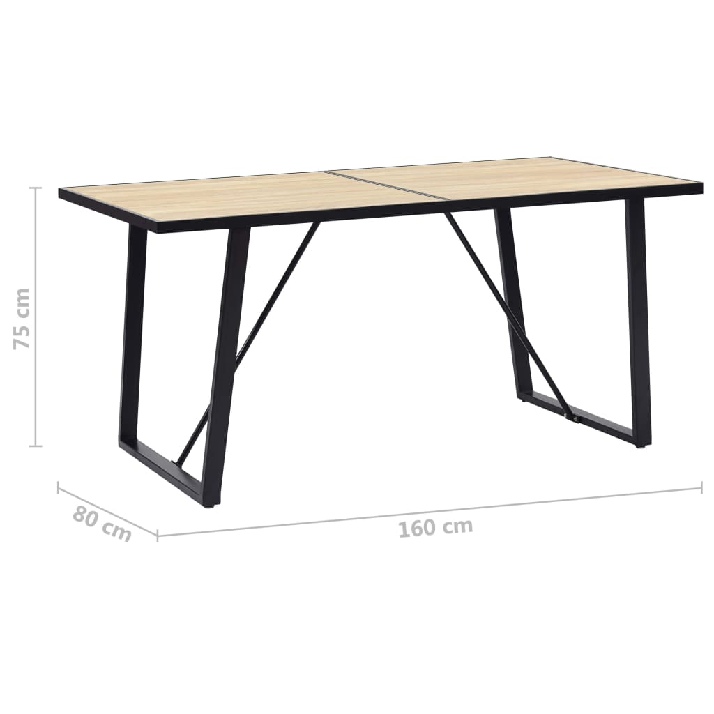 Mesa De Comedor De Mdf Color Roble 160x80x75 Cm_3