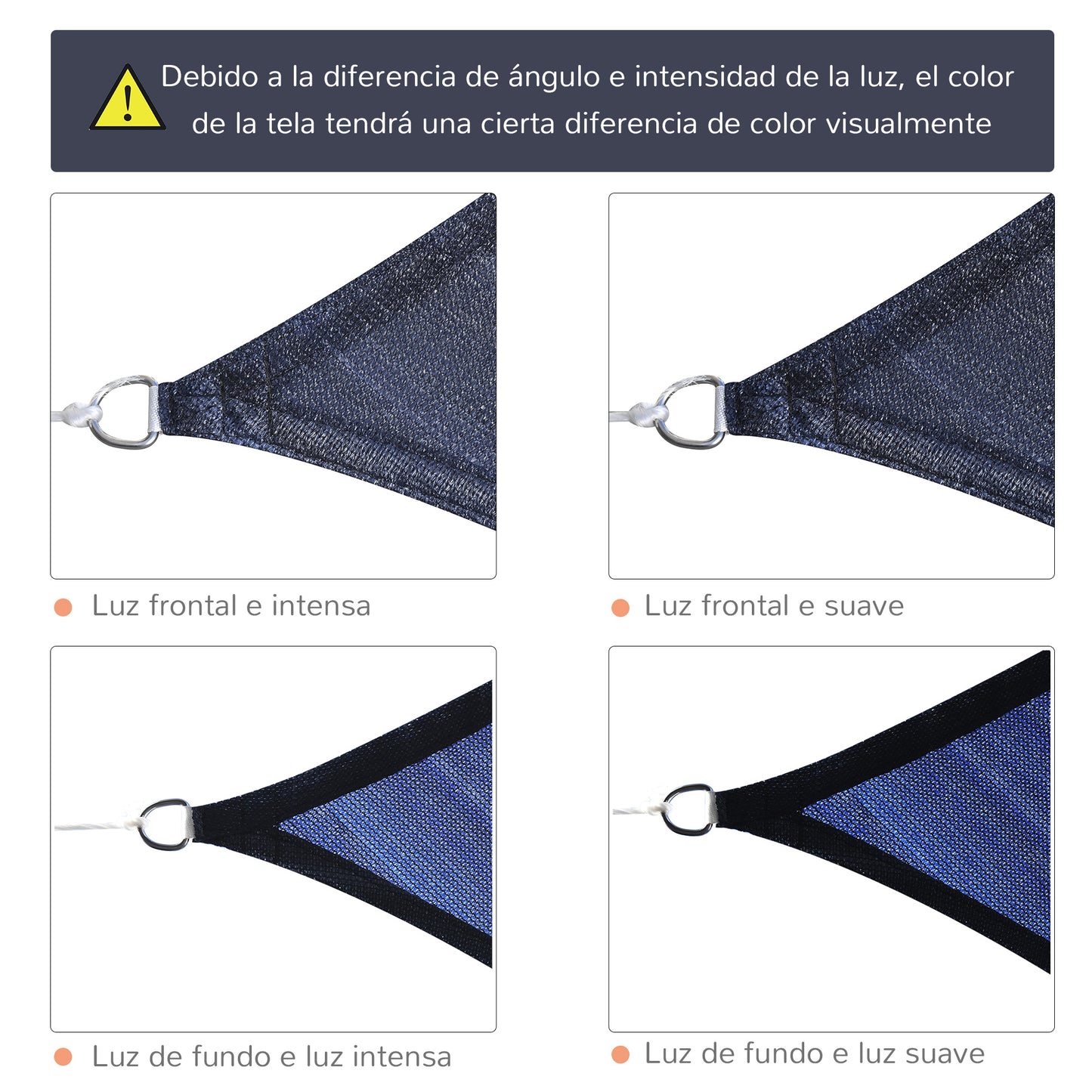 Outsunny Toldo Vela De Sombra Rectangular 4x6 M Con Anti-uv Azul_5