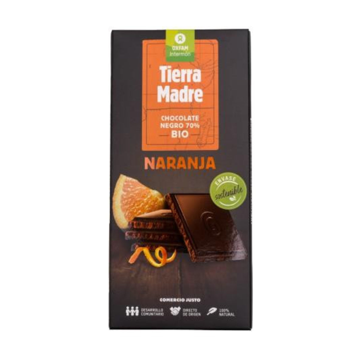 Barra de chocolate negro 70% Laranja Bio Tierra Madre 100g
