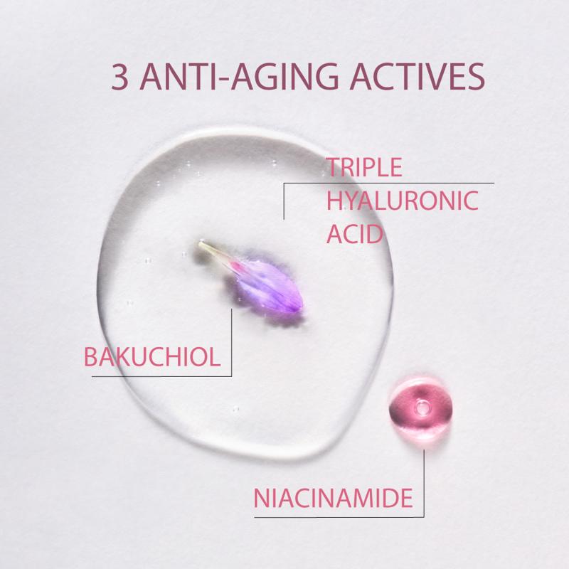 Máscara facial anti-idade com triplo ácido hialurónico, bakuchiol e niacinamida da Iroha Nature, 2 luvas de 9 ml