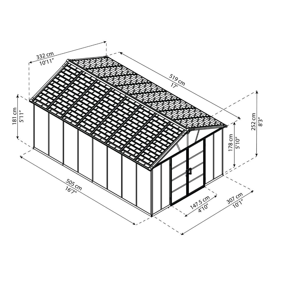 Telheiro de jardim Yukon 519x332x252 cm Canopia da Palram