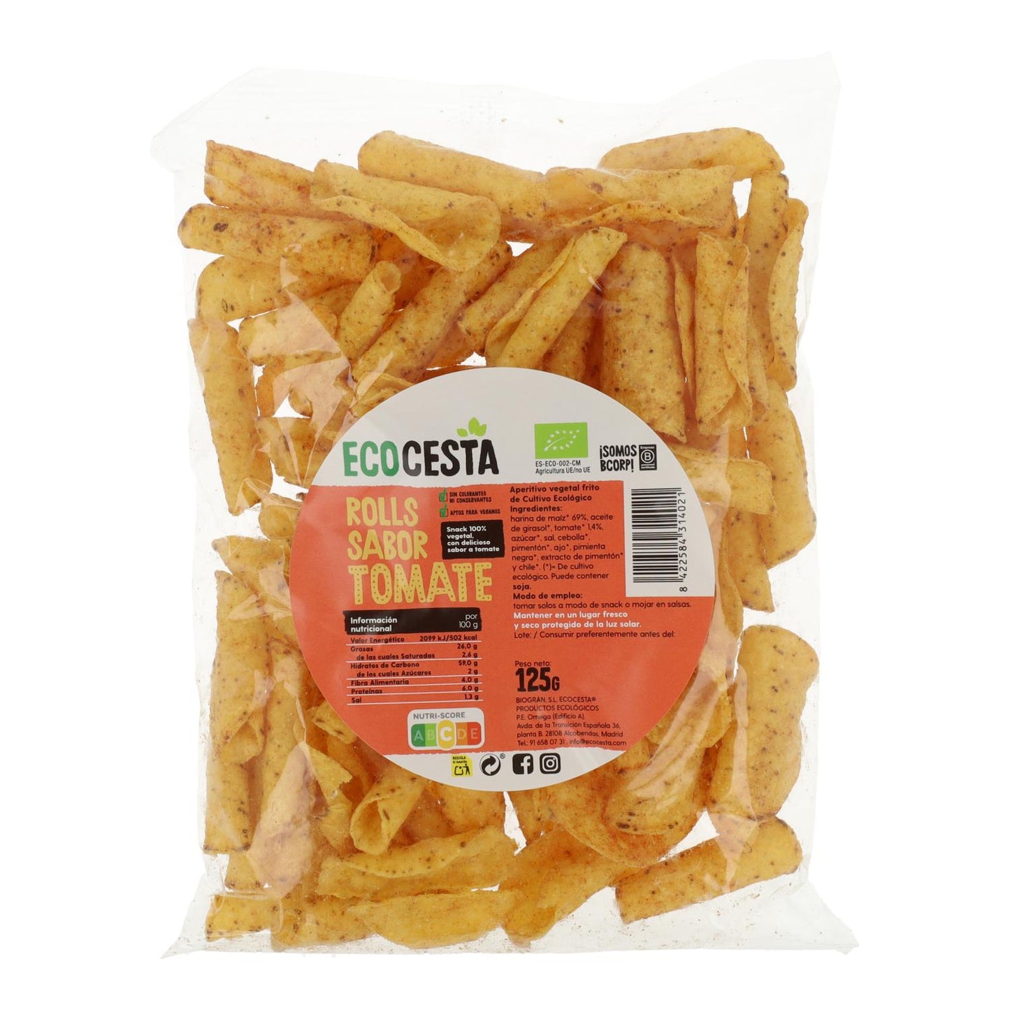 Nachos Bioroll'S com Tomate Biológico, 125 G Ecocesta