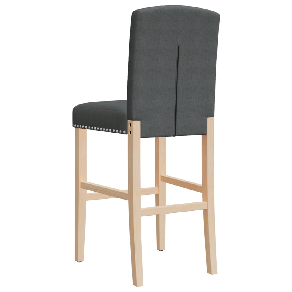 Taburetes Altos 2 Uds Madera Maciza De Caucho Y Tela_5