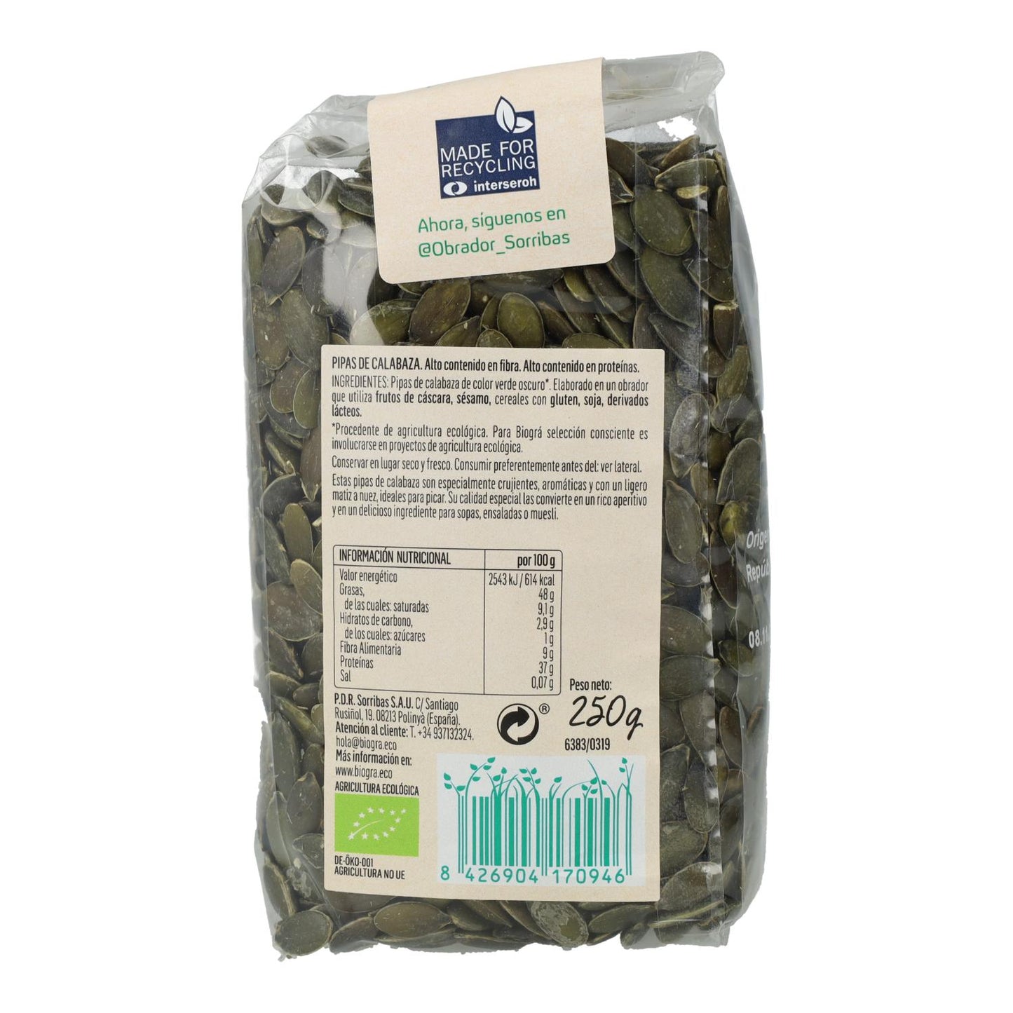 Sementes de Abóbora Biográ Biográ 250 g